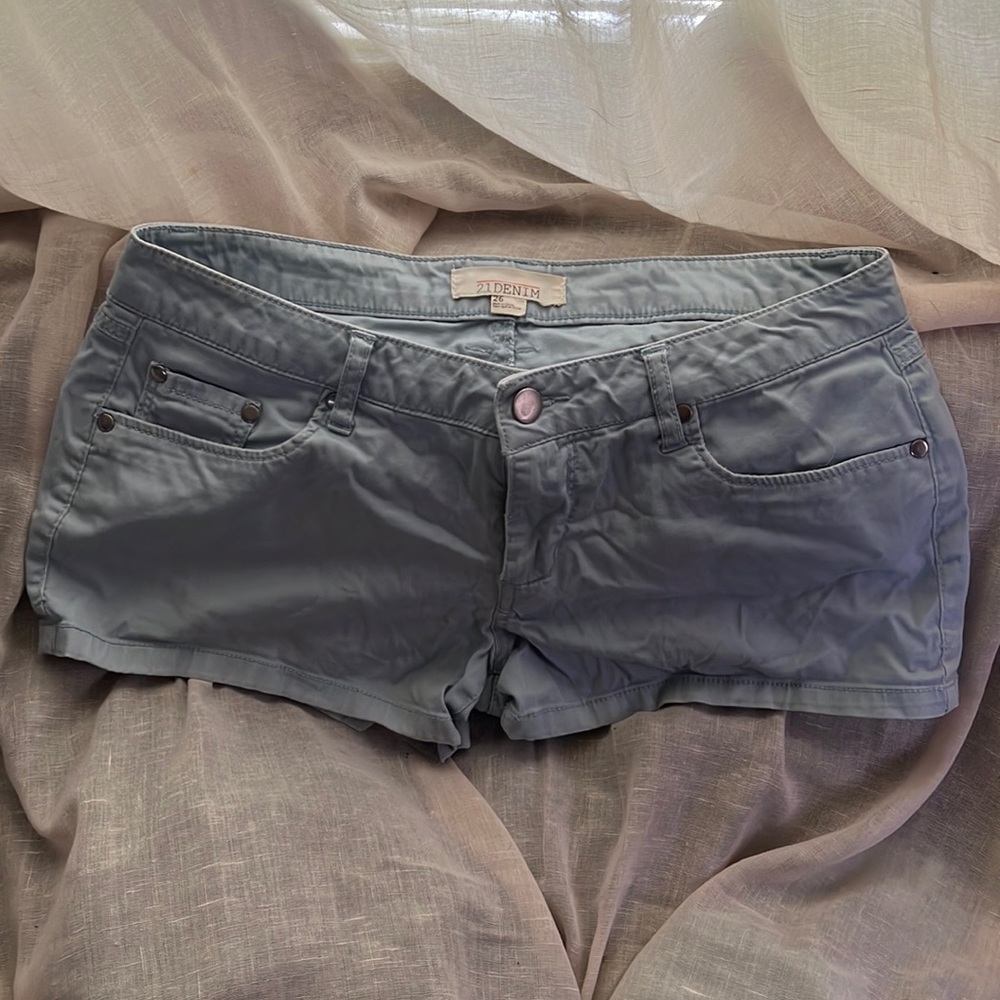 Light blue shorty shorts